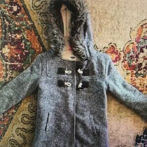 Kids Gray Hooded Toggle Coat